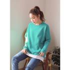 Layered-hem Kangaroo-pocket Sweatshirt