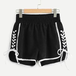 Lace Up Piped Shorts