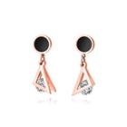 Simple And Fashion Plated Rose Gold Geometric Round Triangle 316l Stainless Steel Earrings With Cubic Zirconia Rose Gold - One Size