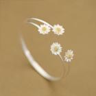 Floral Layered Bangle 1 Pc - Silver - One Size
