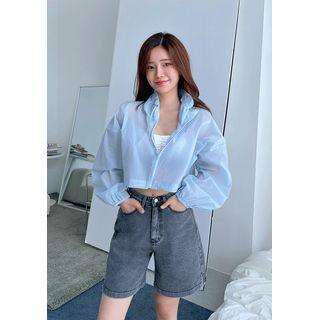 See-through Crop Windbreaker