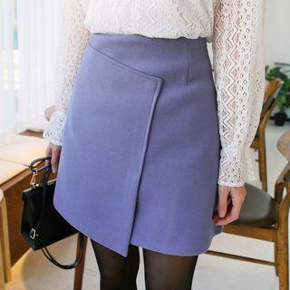 Asymmetric Wrap A-line Mini Skirt
