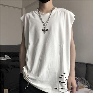 Couple Matching Sleeveless T-shirt White - One Size