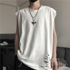 Couple Matching Sleeveless T-shirt White - One Size