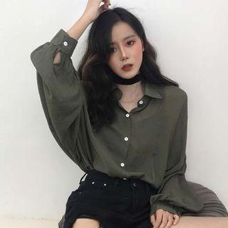 Long-sleeve Shirt Green - One Size