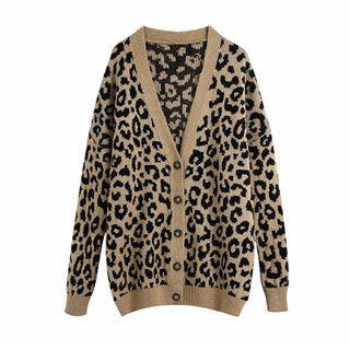 Leopard Single-breasted Cardigan
