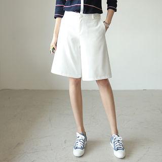 Button-front Wide-leg Shorts