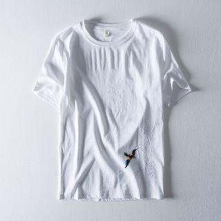 Bird Embroidered Short-sleeve Top