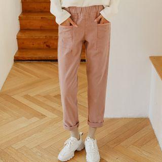 Patch-pocket Napped Tapered Pants