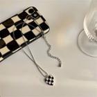 Heart Checker Pendant Alloy Necklace Check - Black & White - One Size
