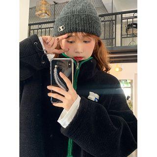 Stand-collar Fleece Color-block Jacket