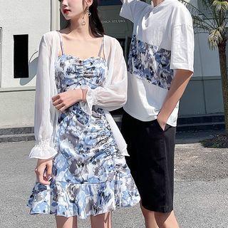 Couple Matching Short-sleeve T-shirt / Printed Mini A-line Dress / Shorts