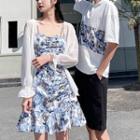 Couple Matching Short-sleeve T-shirt / Printed Mini A-line Dress / Shorts