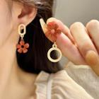 Two-tone Flower Drop Earrings 1 Pair - Stud Earring - One Size
