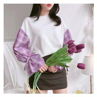 Check-sleeve Sweatshirt