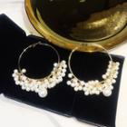 Faux Pearl Hoop Statement Earring 1 Pair - As Shown In Figure - One Size