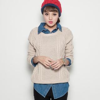 Round-neck Cable-knit Sweater