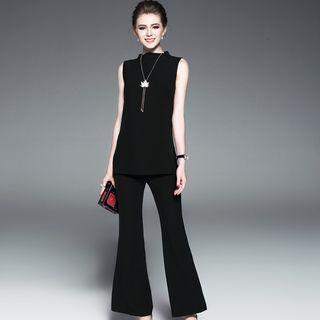 Set: Sleeveless Top + Boot-cut Pants