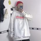 Couple Matching Letter Print Hoodie White - One Size