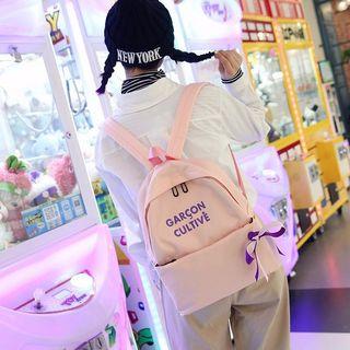 Cotton Bow-accent Lettering Backpack
