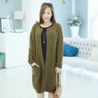 Open-front Cable-knit Long Cardigan