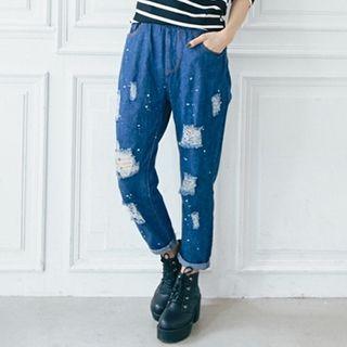 Paint Splatter Cropped Jeans