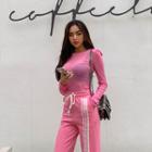 Padded-shoulder Sheer T-shirt