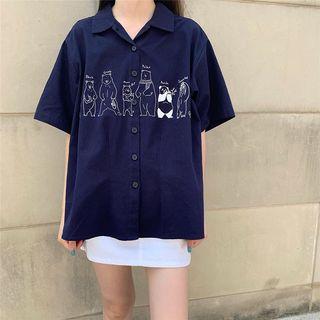 Short-sleeve Animal Print Shirt