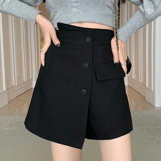 Asymmetrical Button-up Mini Skort
