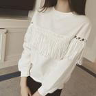 Fringed Cut-out Pullover