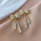 Rhinestone Bow Earring 1 Pair - E2518 - Silver Needle - As Shown In Figure - One Size