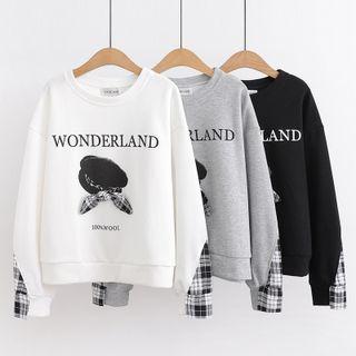 Hat Print Lettering Sweatshirt