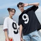 Couple Matching Elbow-sleeve Numbering T-shirt