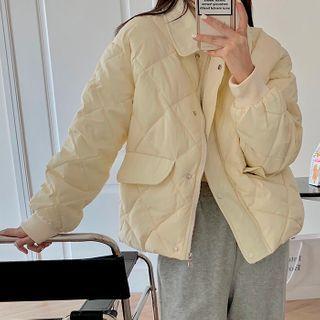 Quilted Zip Jacket Beige - One Size