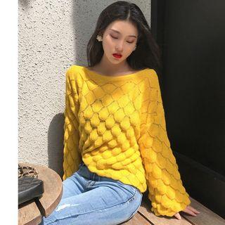 Bell-sleeve Chunky Knit Top