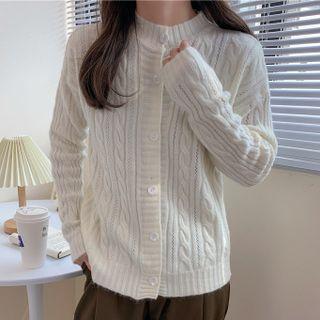 Long-sleeve Cable-knit Single Breasted Cardigan