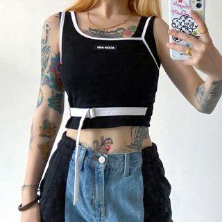 Set: Cropped Tank Top + Contrast Trim Camisole