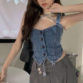 Denim Tank Top / Asymmetrical Dress Pants