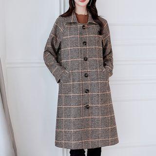 Plaid Single-breasted Long Coat