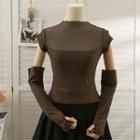 Patchwork Skinny Crop T-shirt With Sleeves