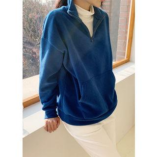 Tall Size Zip-neck Polar-fleece Pullover