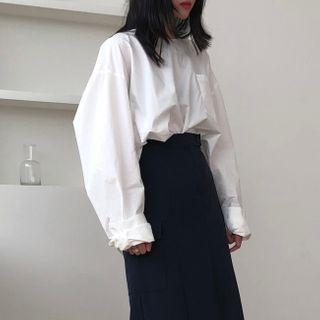 Long-sleeve Crewneck Plain Shirt