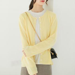 Sleeve Scoop Cardigan Yellow - One Size