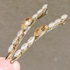 Rhinestone Hair Pin 1 Pair - Ly232 - Champagne - One Size