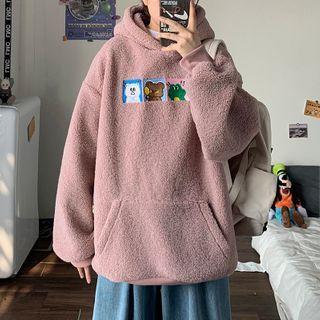 Cartoon Print Fleece Hoodie