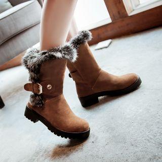 Belted Platform Snow Short Boots