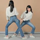 Straight-cut Washed Jeans (petite/tall)