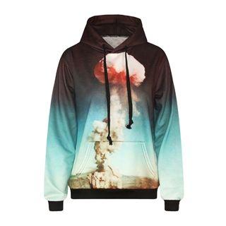 Printed Hooded Pullover Multicolor - One Size