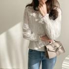 Bishop-sleeve Tulle-lace Top