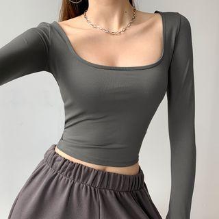 Square-neck Skinny T-shirt